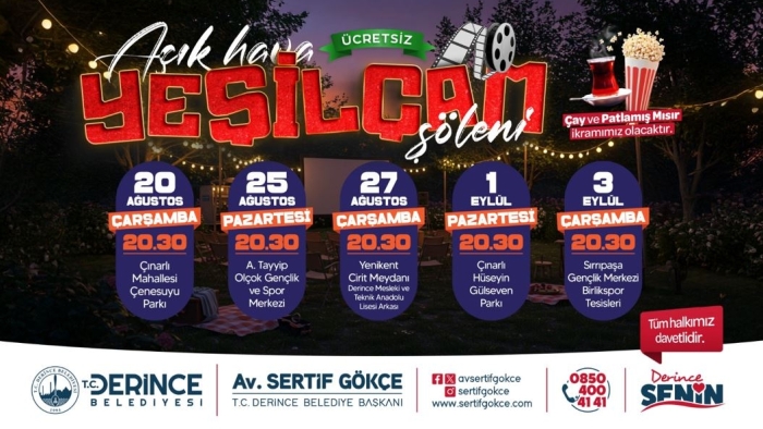 Derince’de Açık Havada Sinema Şöleni Başlıyor